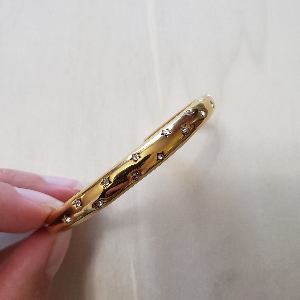 Octagram Round Zircon Open Five-pointed Star Zircon C-shaped Bracelet - Picture 5 of 7